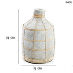 Beton Hatású Terrakotta Váza Rattan Díszítéssel, 23 cm | WHOOPY - SMOL