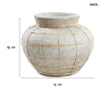 Betonhatású terrakotta váza rattan díszítéssel - S | BELLY - SMOL