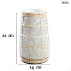 Betonhatású terrakotta váza rattannal - S | CUTIE - SMOL