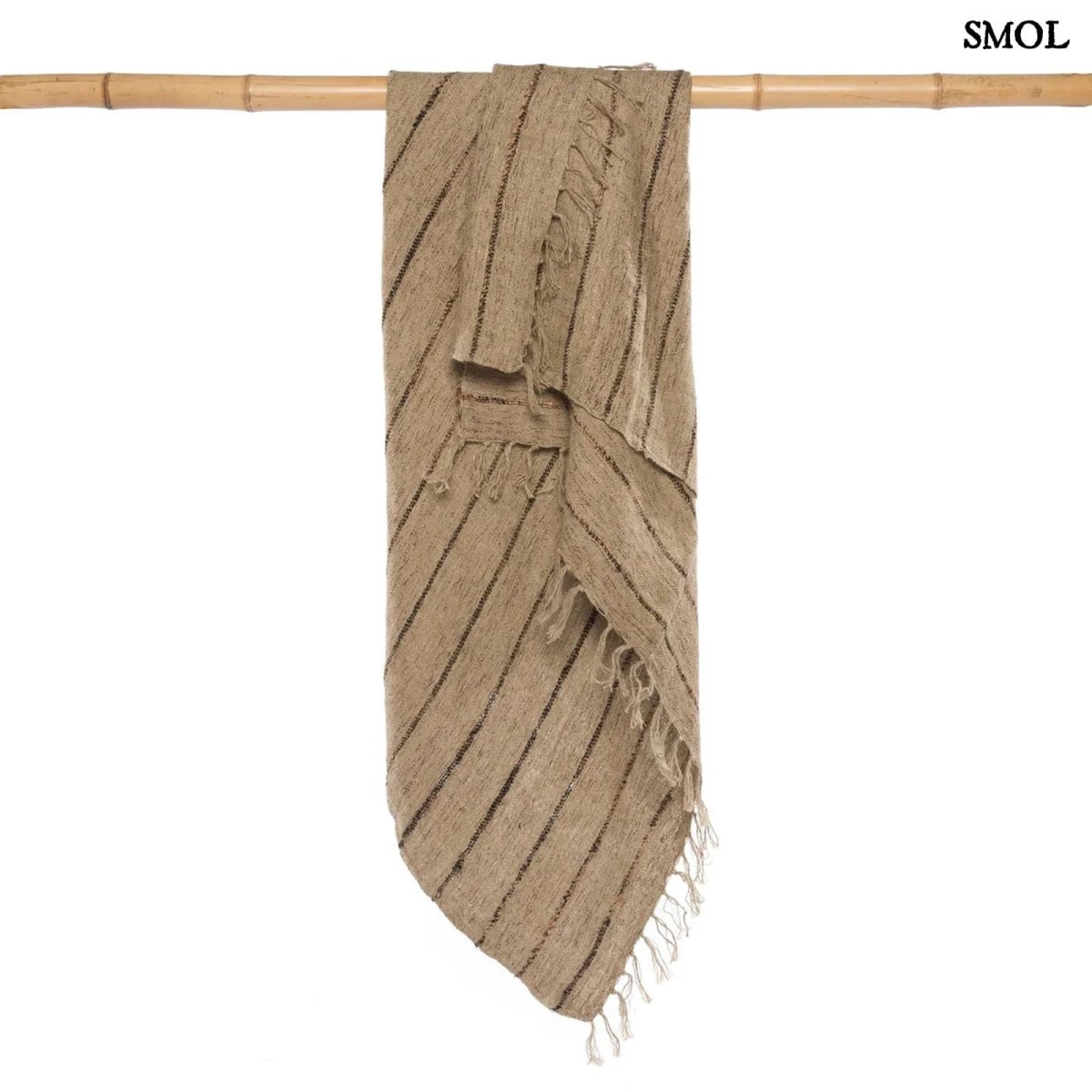 Bézs Pamut Pléd Fekete Csíkokkal | PLAID - SMOL