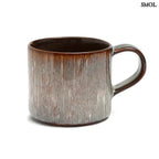 Bögre szett hat darab kézzel készült kerámiából - fehér háttérrel