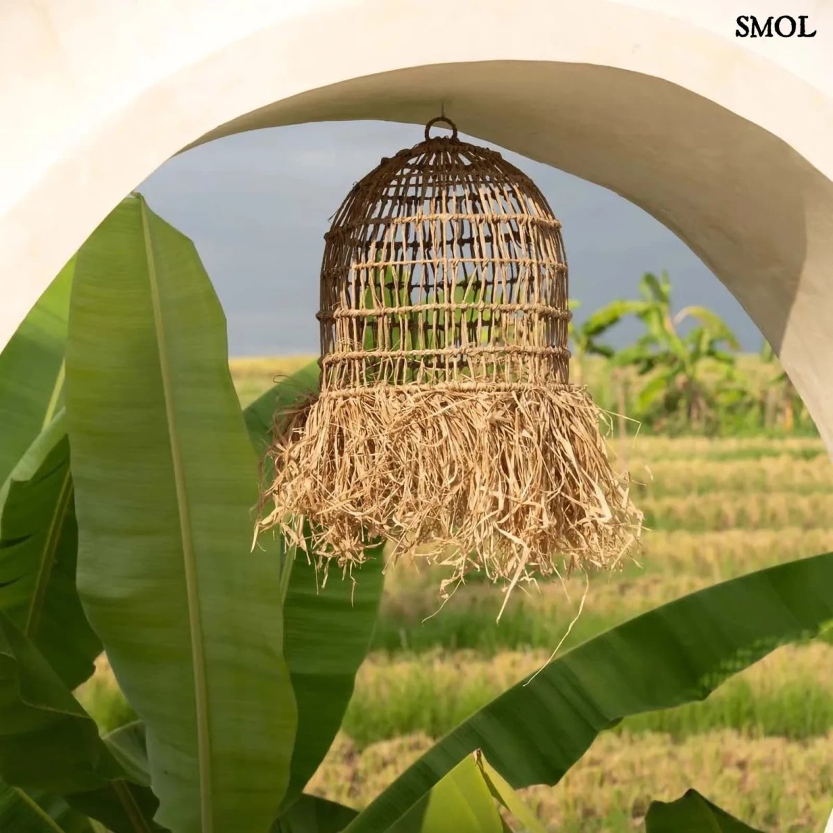 Bohó, Fonott Fű Lámpaernyő, 40 cm | CASITA - SMOL