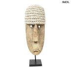 Dekoratív Fa Maszk Kagylókkal – állványon, L | COWRIE - SMOL