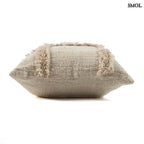 Boho pamut párna natúr színben, kagylómintás díszítéssel - oldalról