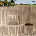 Boho pamut párna natúr színben, kagylómintás díszítéssel - kosárral