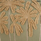 Díszpárnahuzat trópusi pálmafás hímzéssel, erdő zöld színben hímzés nagyítva