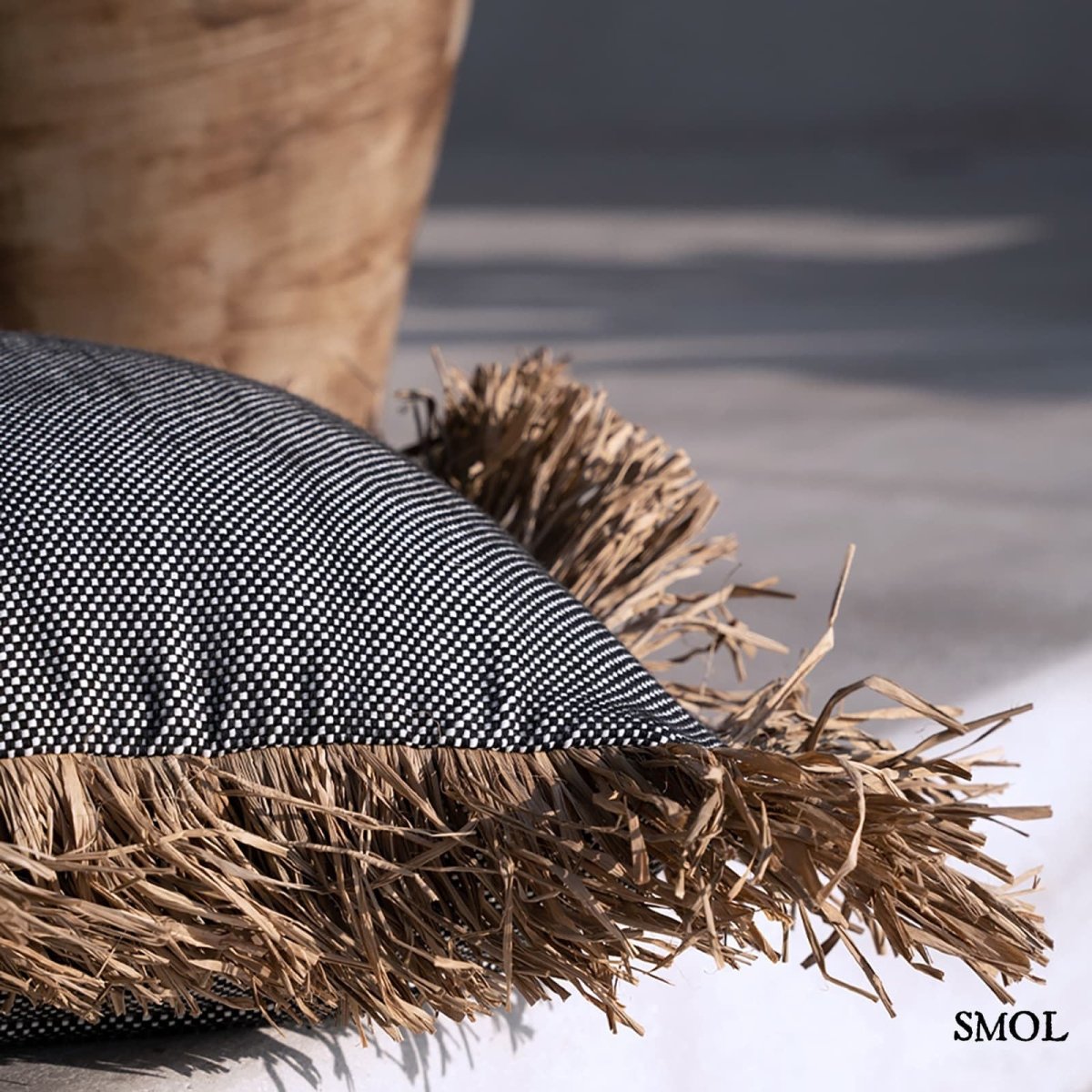 Díszpárnahuzat Raffiával, 40x40 | BONITA - SMOL