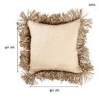Natúr színű juta és raffia díszpárnahuzat méretekkel