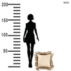 Natúr színű juta és raffia díszpárnahuzat méretarányosan