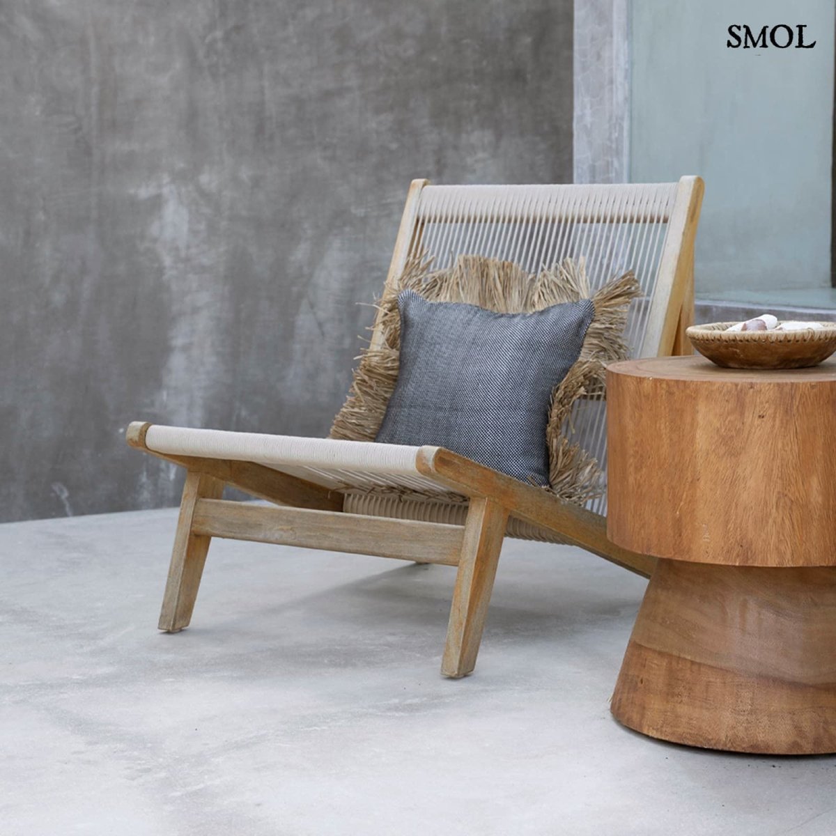 Díszpárnahuzat Raffiával, 60x60 | BONITA - SMOL