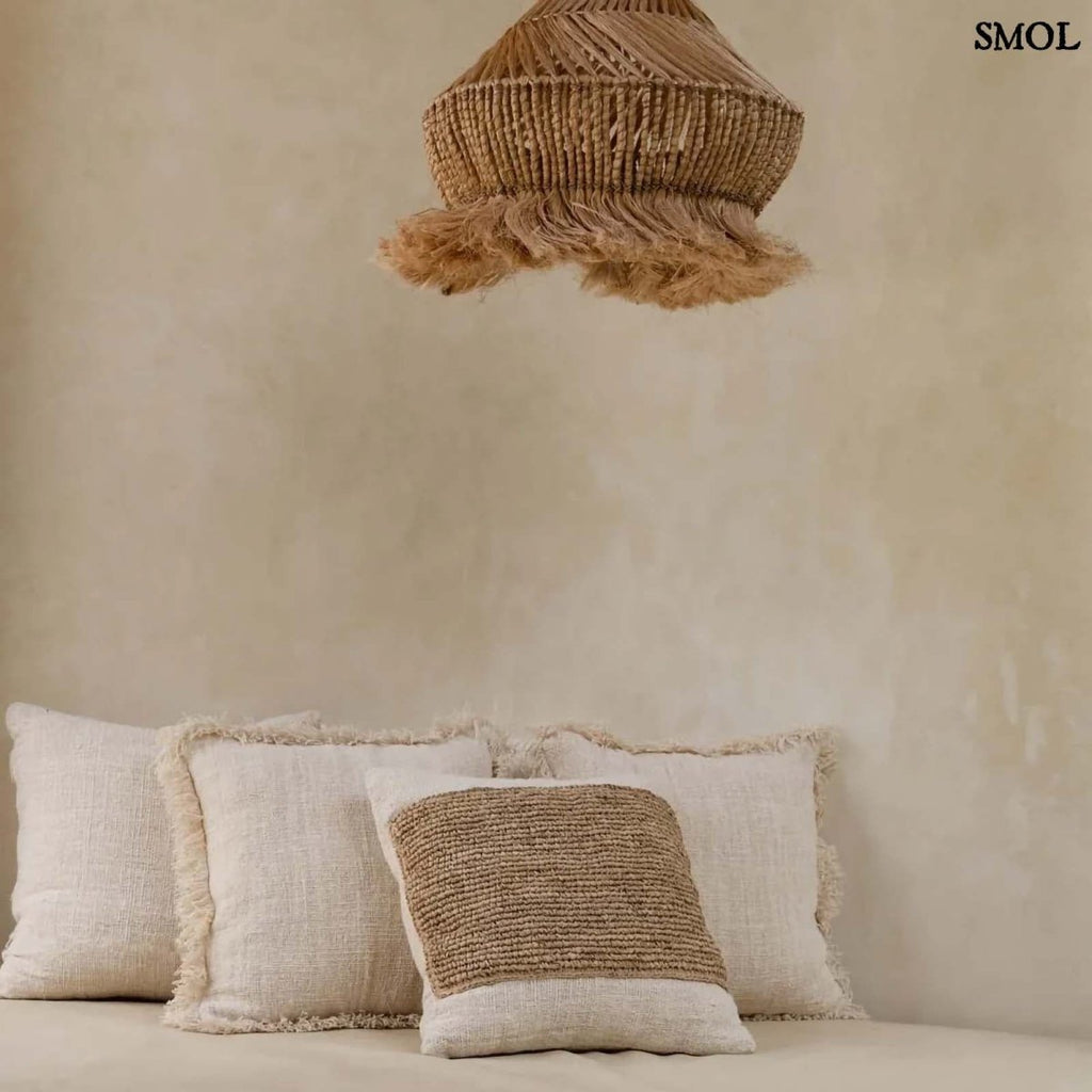 Díszpárnahuzat Raffiával | RAFFIA STAMP - SMOL