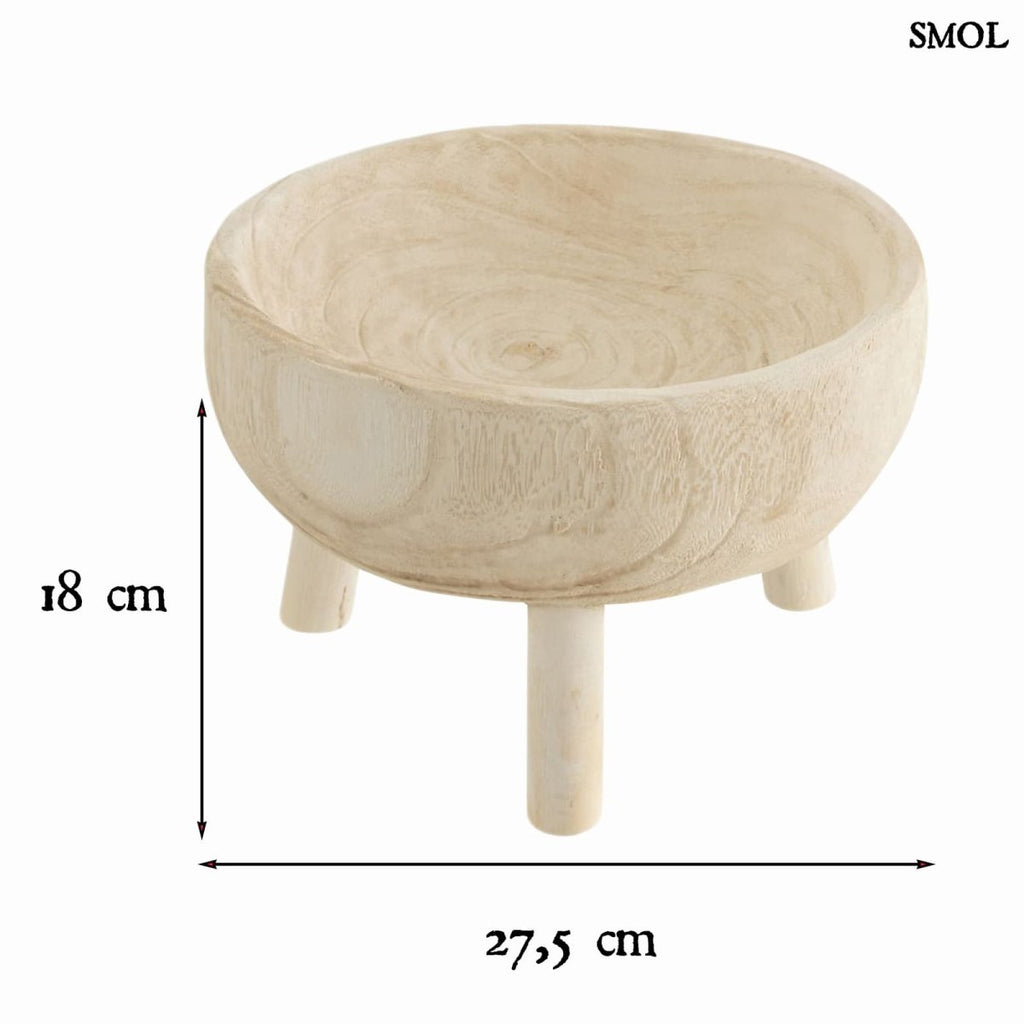 Dísztál- 3 lábbal, natúr, fa, 27,5 cm | KINGSLEY - smol.hu - méretekkel