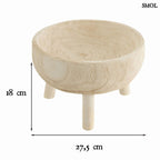 Dísztál- 3 lábbal, natúr, fa, 27,5 cm | KINGSLEY - smol.hu - méretekkel