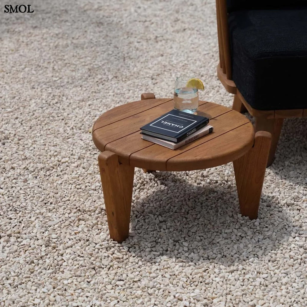 Dohányzóasztal - bel - és kültéri, teakfa, ⌀50 cm | SESEH - SMOL