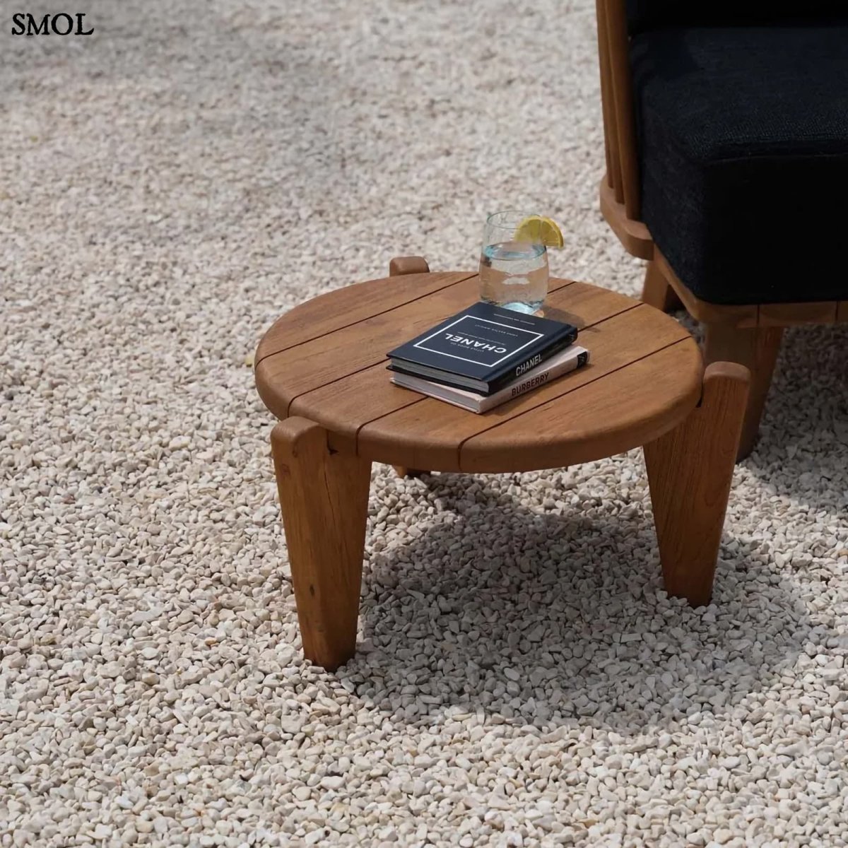 Dohányzóasztal - bel - és kültéri, teakfa, ⌀50 cm | SESEH - SMOL