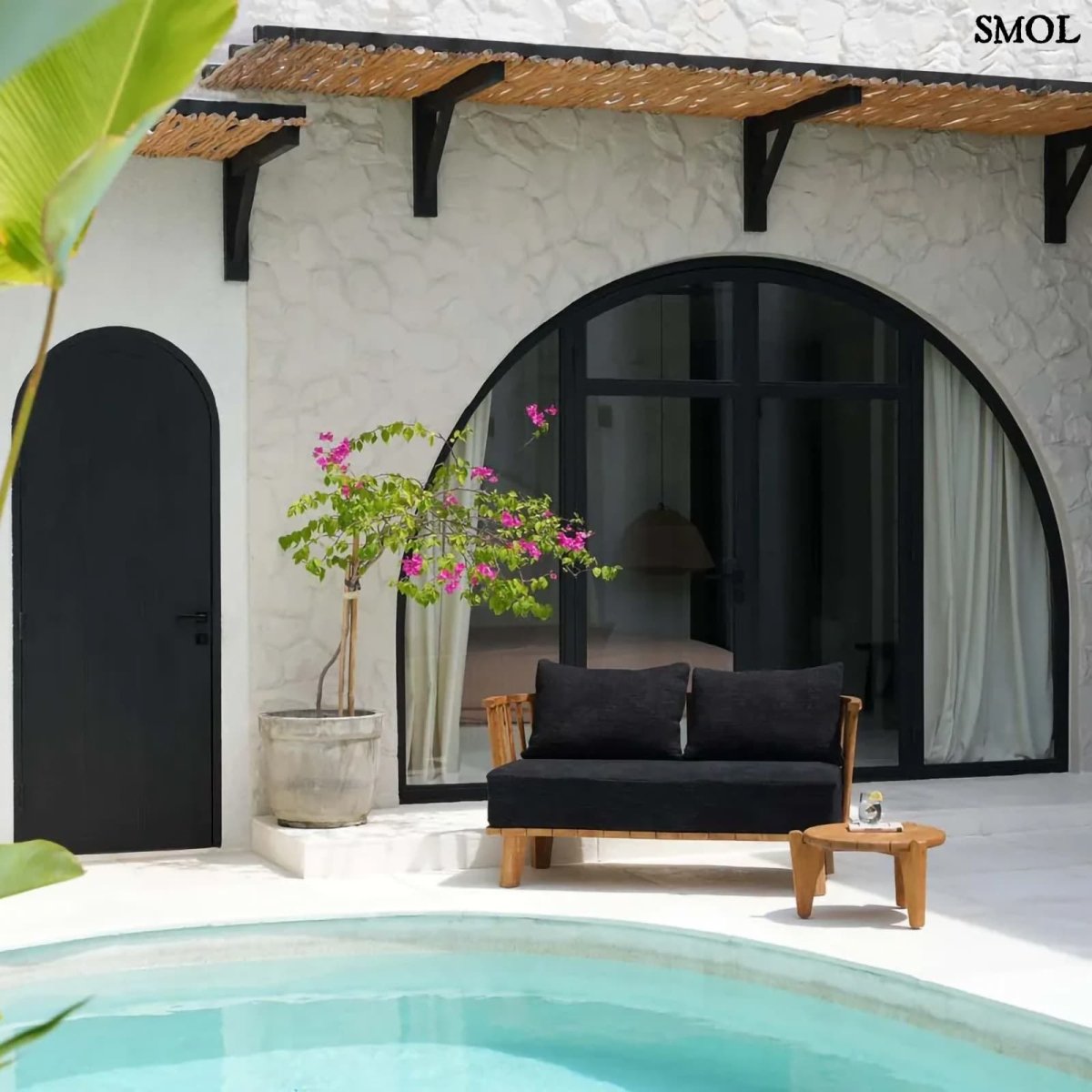 Dohányzóasztal - bel - és kültéri, teakfa, ⌀50 cm | SESEH - SMOL