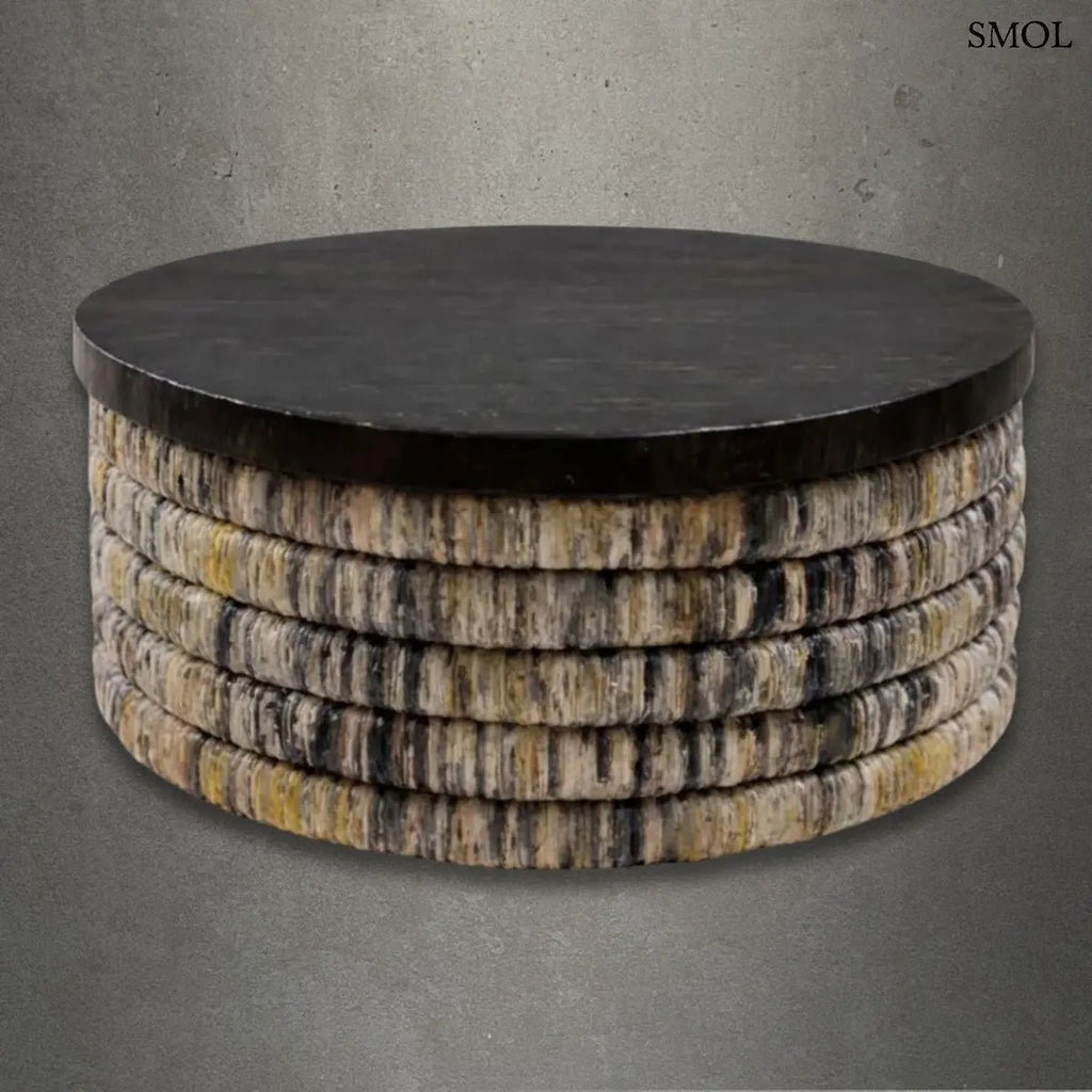 Dohányzóasztal - kerek, banánlevél, fekete | MAGANI