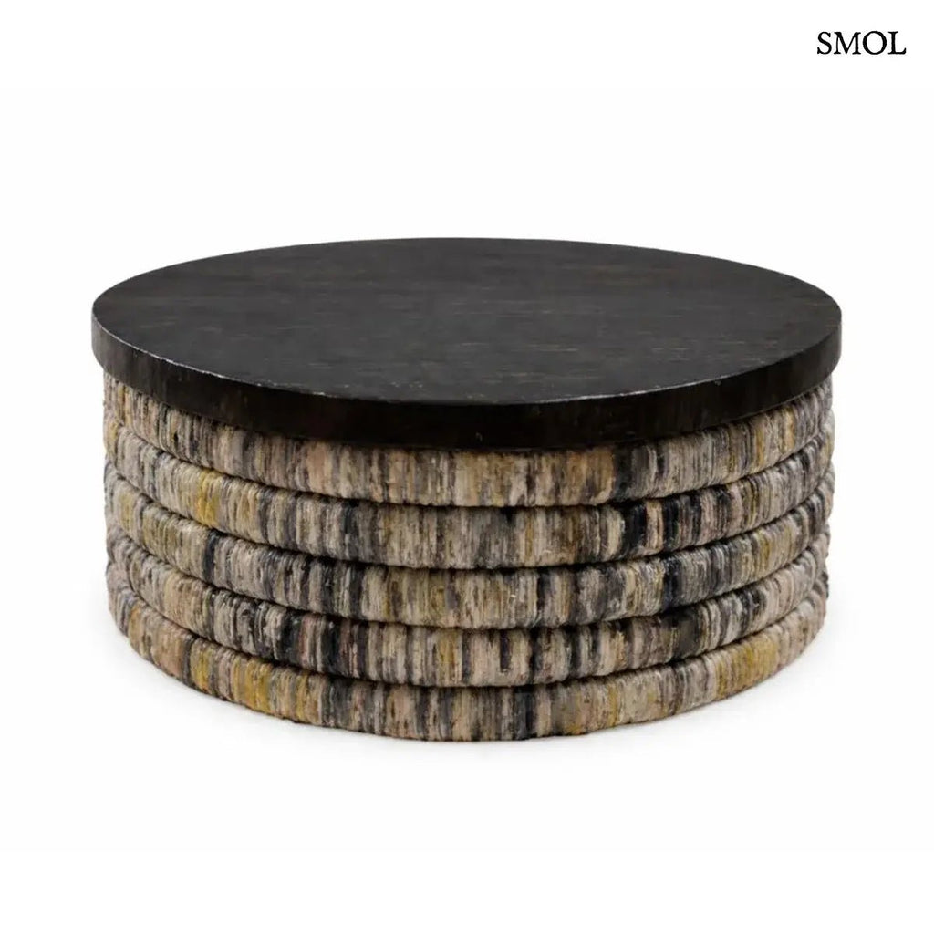 Dohányzóasztal - kerek, banánlevél, fekete | MAGANI