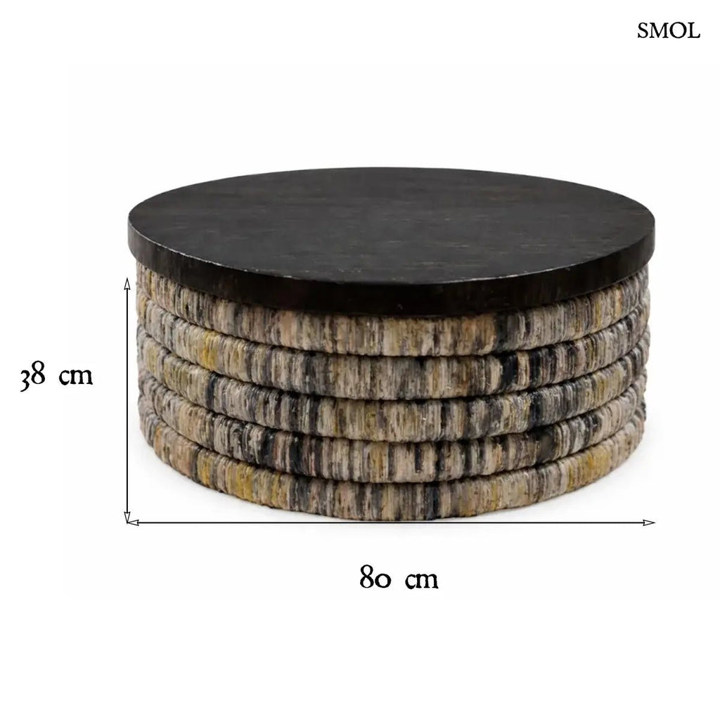 Dohányzóasztal - kerek, banánlevél, fekete | MAGANI