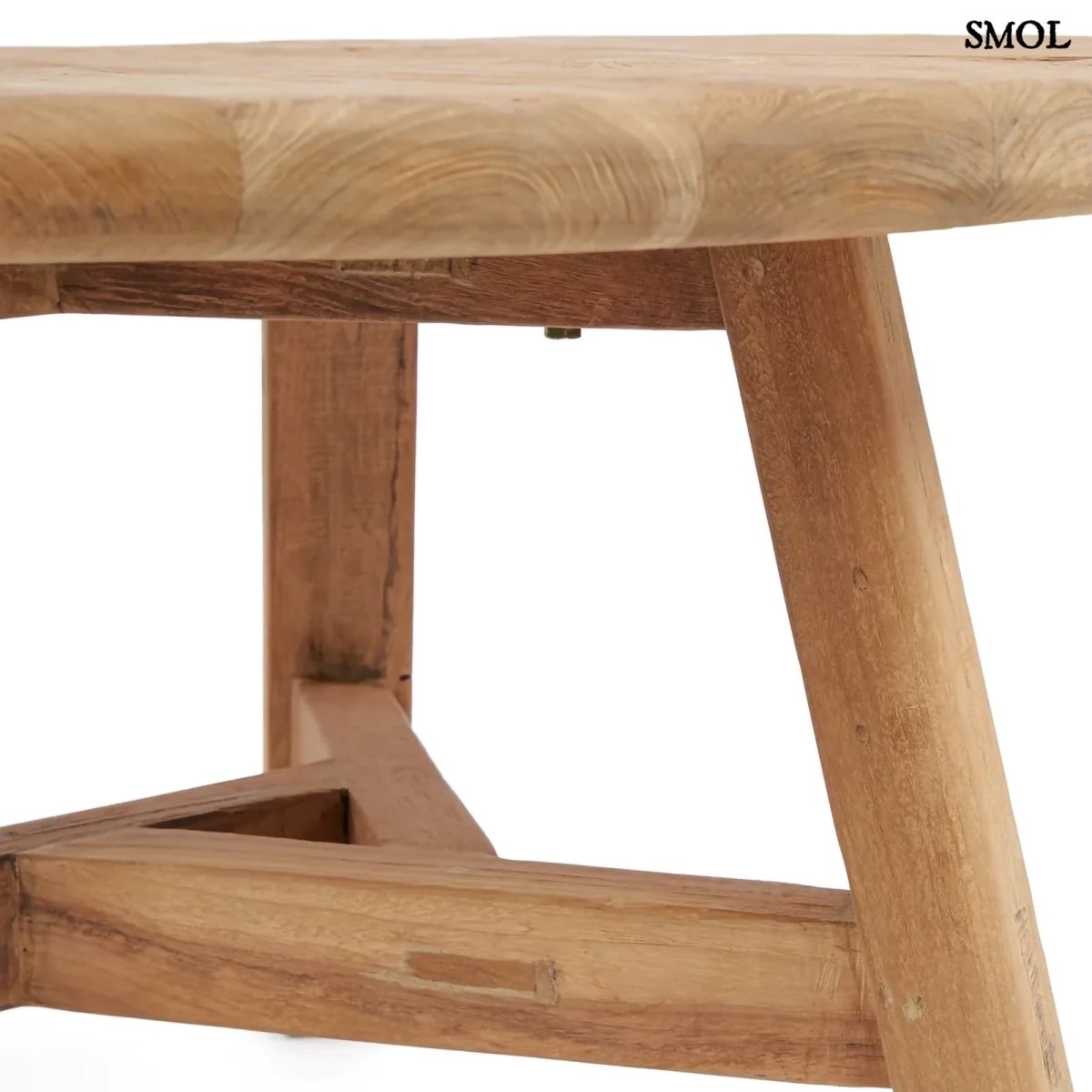 Dohányzóasztal - nagyméretű, teakfa, ⌀80 cm | FUSUMA - SMOL
