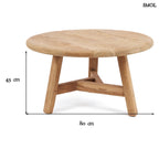 Dohányzóasztal - nagyméretű, teakfa, ⌀80 cm | FUSUMA - SMOL