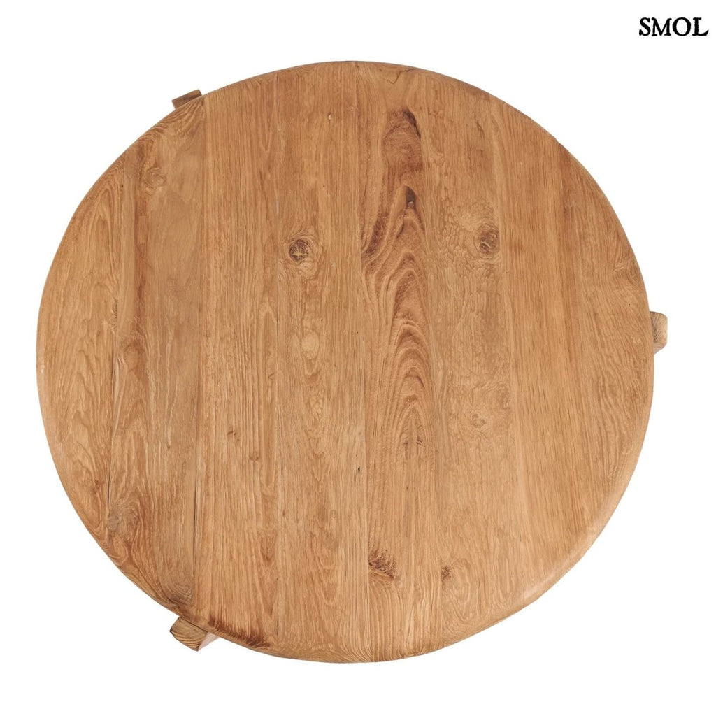 Dohányzóasztal - nagyméretű, teakfa, ⌀80 cm | WABI SABI - SMOL