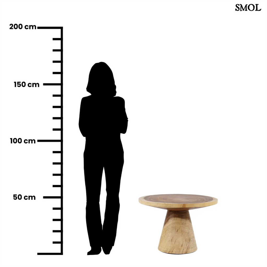 Dohányzóasztal - természetes fa, natúr | MATATA | SMOL - méretarányosan