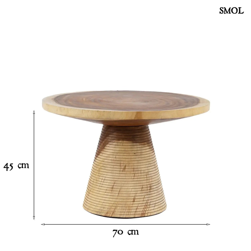 Dohányzóasztal - természetes fa, natúr | MATATA | SMOL - méretekkel