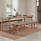 Összecsukható étkezőpad vintage stílusban, tömör fából, stabil és otthonos, beltéri vagy terasz használatra, étkezőben