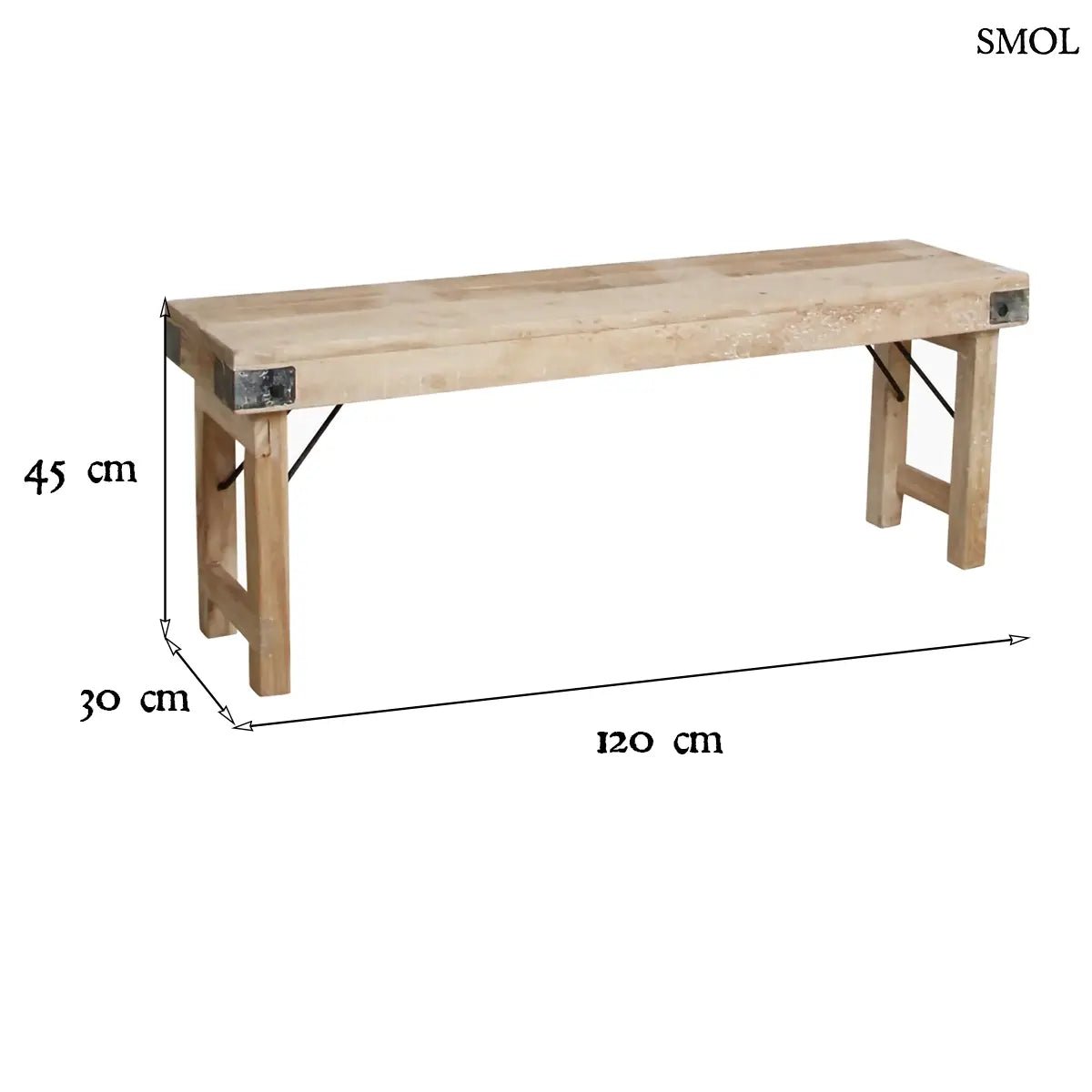 Összecsukható étkezőpad vintage stílusban, tömör fából, stabil és otthonos, beltéri vagy terasz használatra, méretekkel, 120 cm