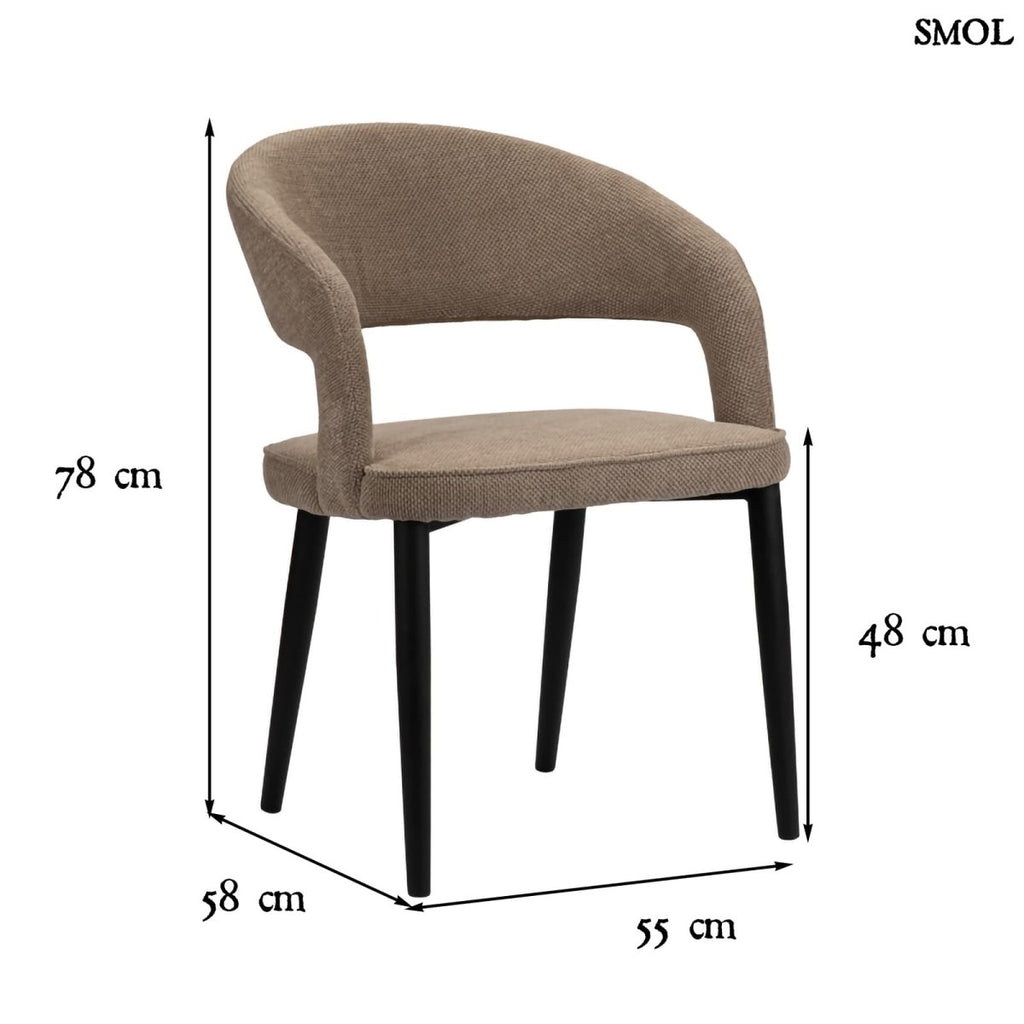 Étkezőszék szett - 2 db, kárpitozott, tűzálló | TUSK BROWN - SMOL