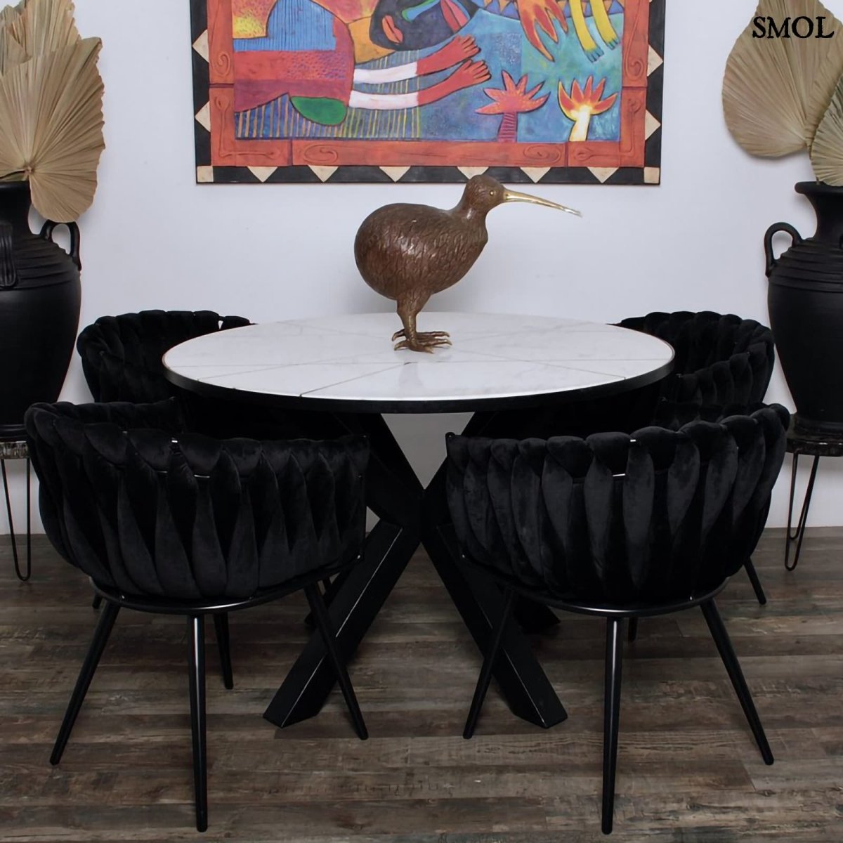 Étkezőszék szett - 2 db, kárpitozott | WAVE BLACK - SMOL