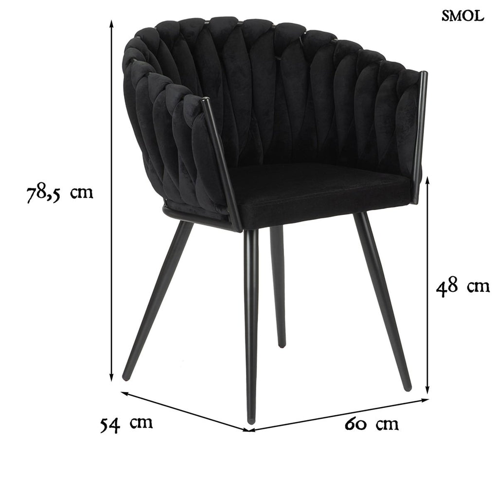 Étkezőszék szett - 2 db, kárpitozott | WAVE BLACK - SMOL
