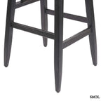 Fekete fa bárszék LovYa, tömör teakfa háttámlával, modern konyhaszigethez lábak nagyítva