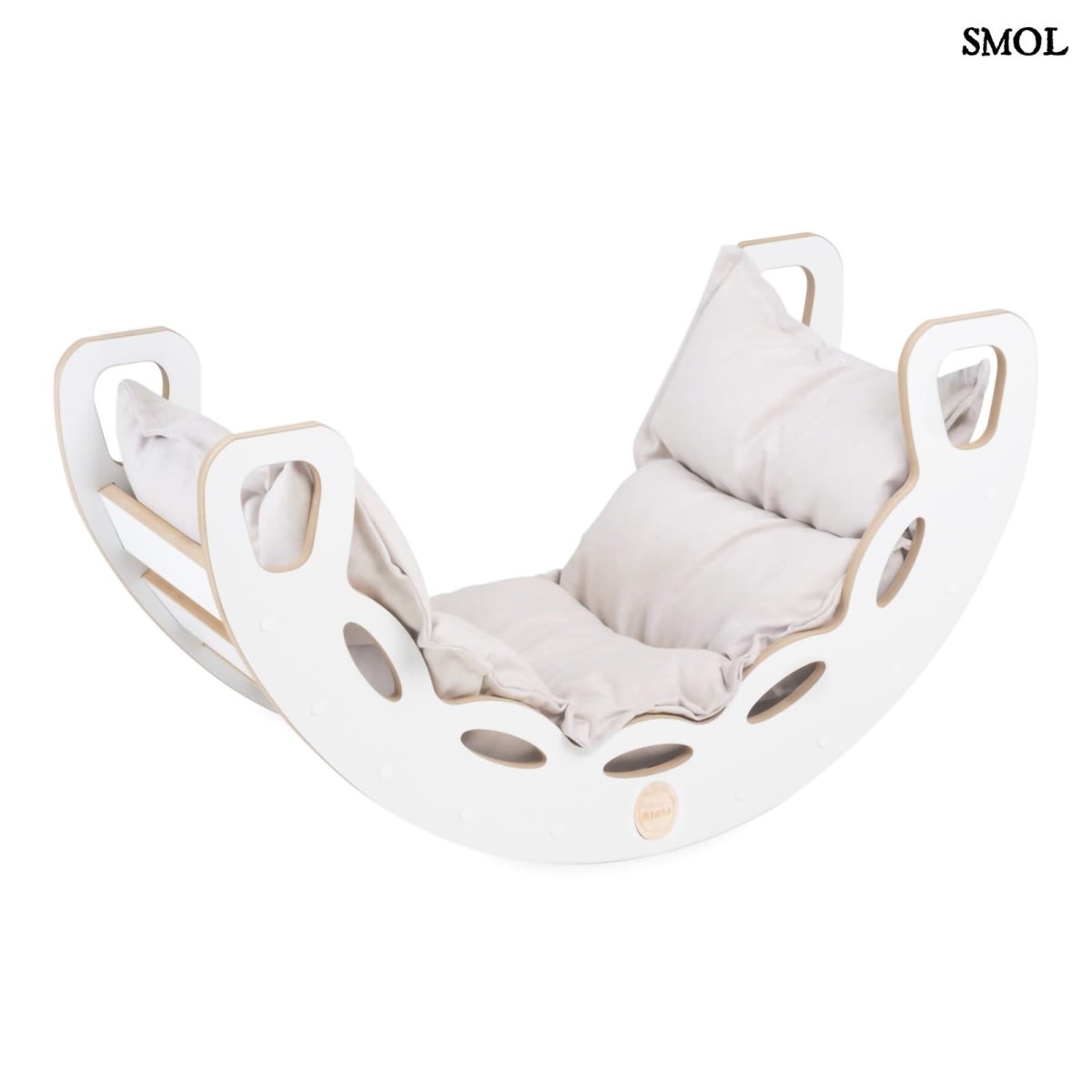 Fa Gyerek Hintaszék 4 az 1 - ben – Csúszda, Mászófal, bézs| SMALL ROCKER - SMOL