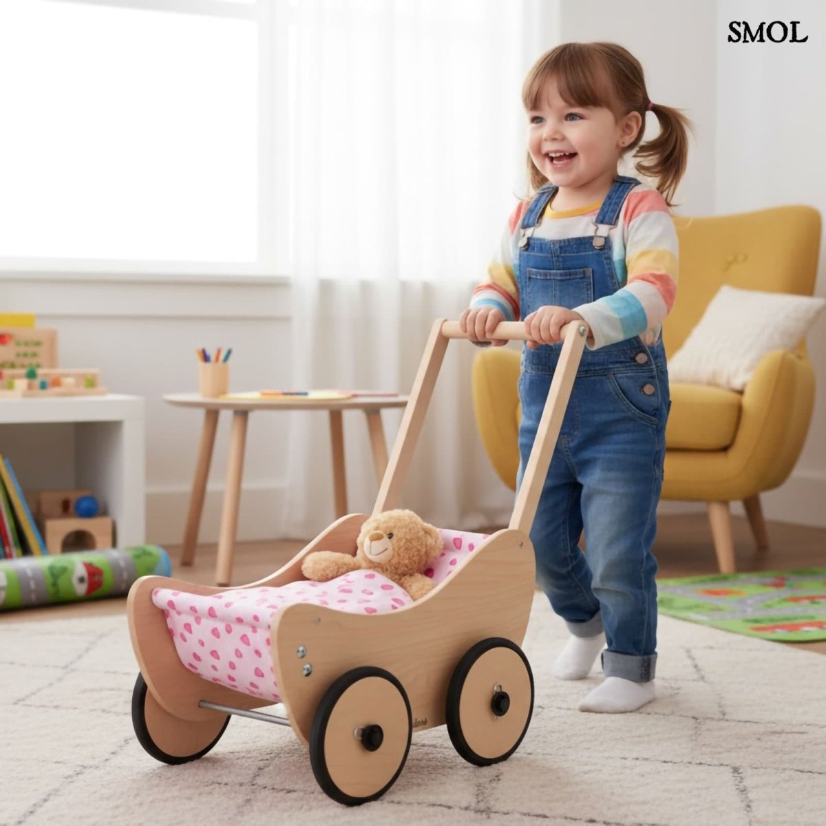 Fa Járássegítő Babakocsi, natúr | TRIXI - SMOL