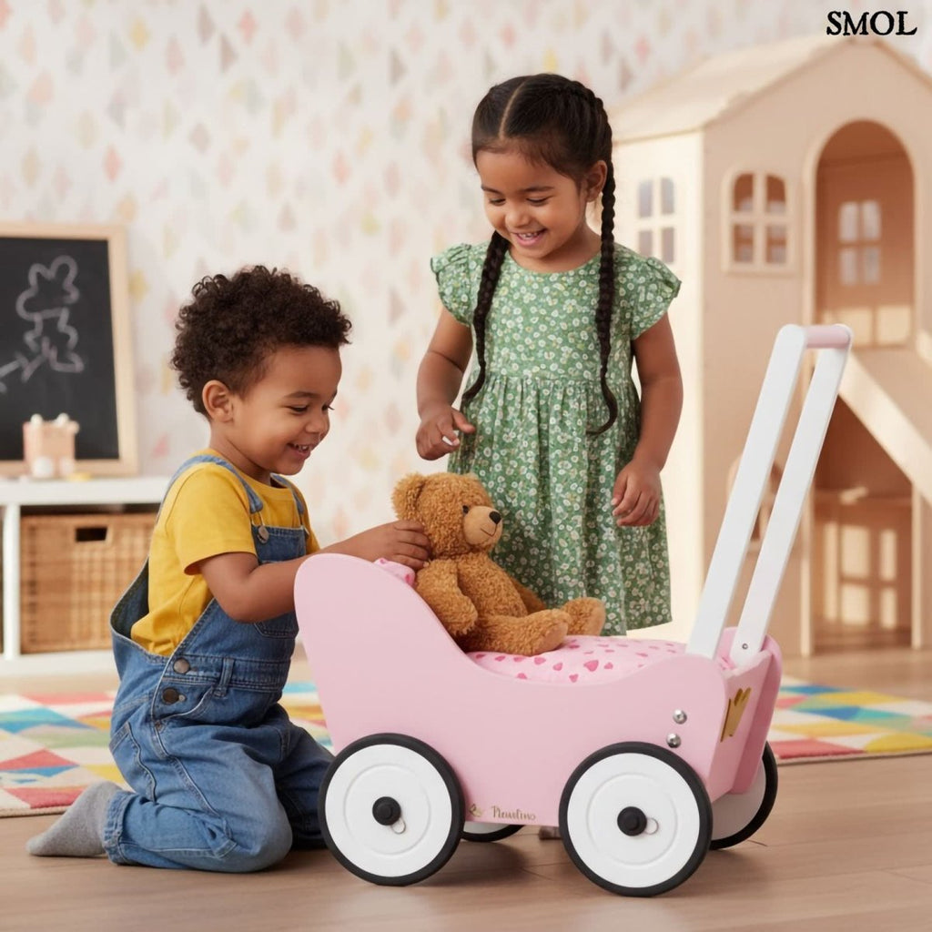 Fa Járássegító Babakocsi, rózsaszín | LEA - SMOL