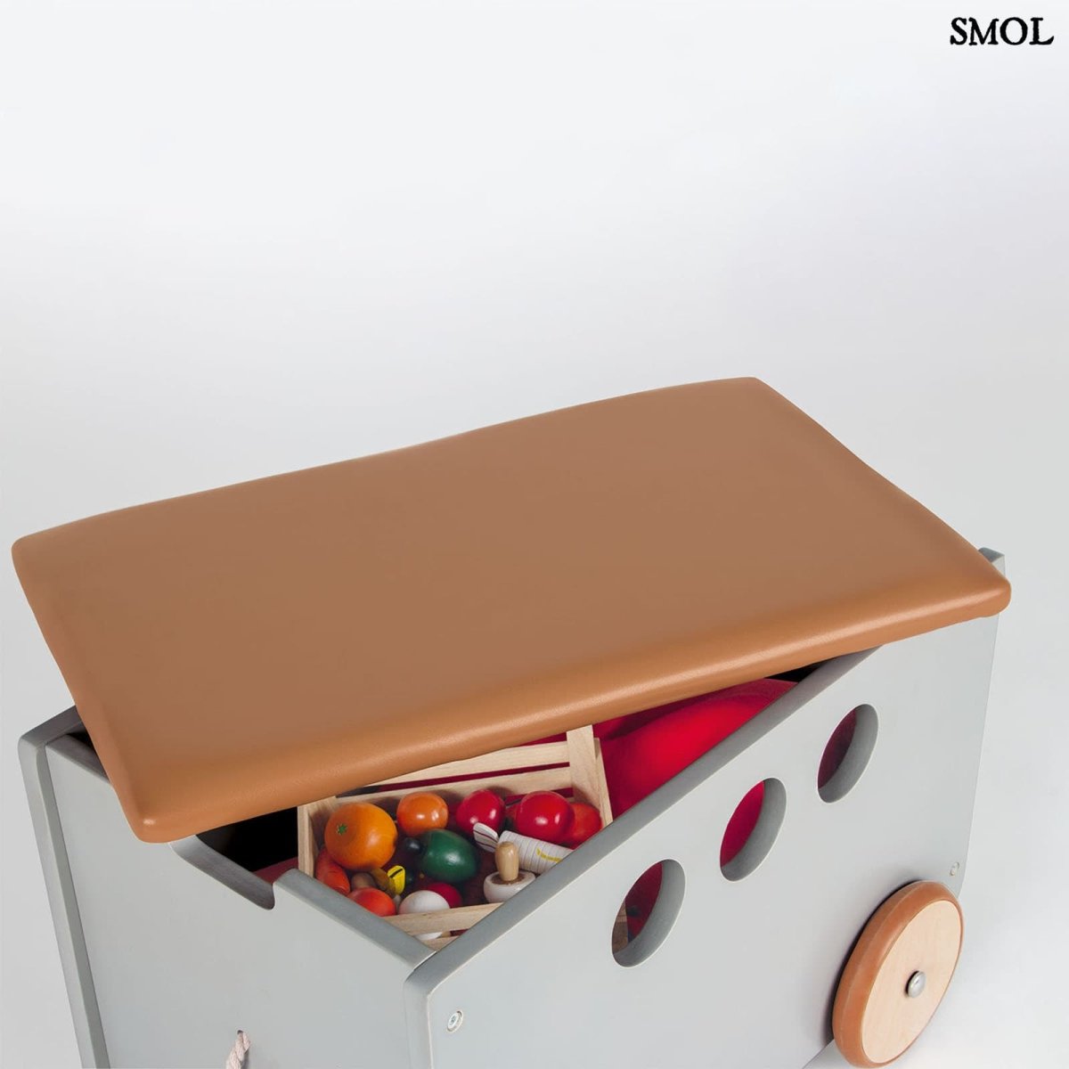 Fa Játékdoboz Kerekeken, szürke | JIM - SMOL