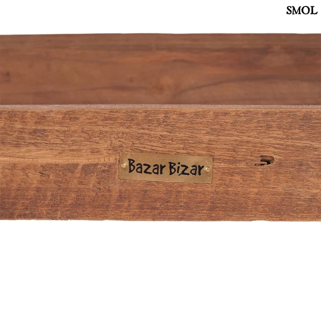 Natúr teakfából készült, rusztikus megjelenésű fa pad logo