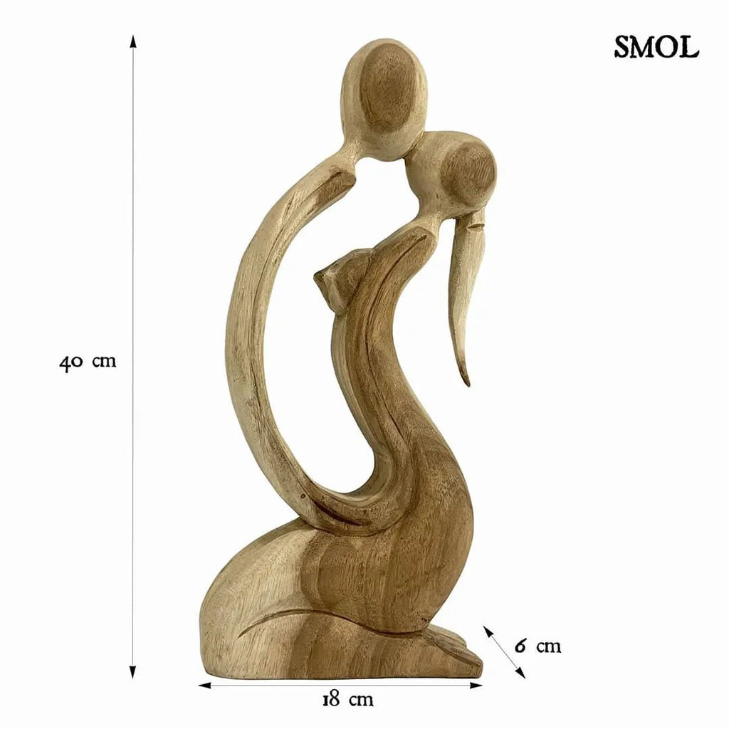 Fa szobor - ölelkező pár | LOMANI | SMOL - méretekkel