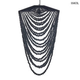 Black wooden bead chandelier, handmade, L | WOODEN BEAD