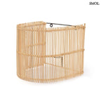 Natúr színű rattan lámpaernyő félhenger formában ferdén