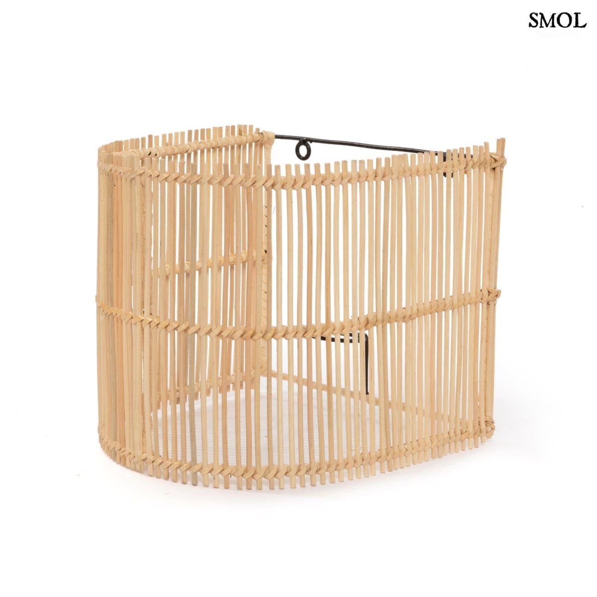 Natúr színű rattan lámpaernyő félhenger formában ferdén