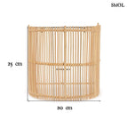 Natúr színű rattan lámpaernyő félhenger formában méretekkel