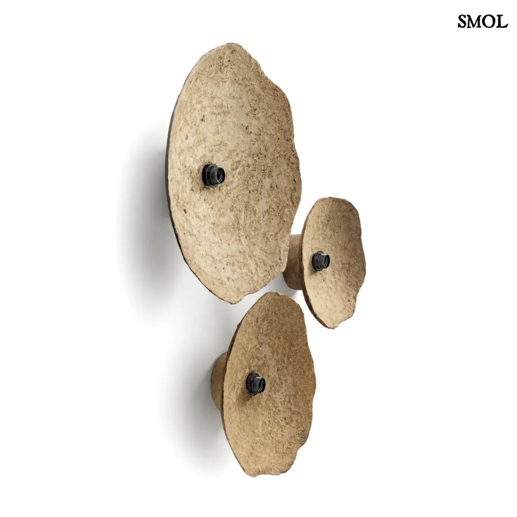 Falilámpa papírmaséból, organikus homokszínű felülettel három méretben