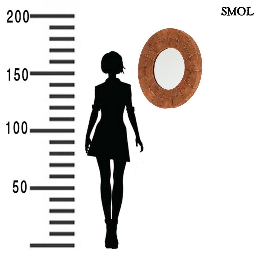 ASTOR - kerek falitükör valódi bőr kerettel - 71 cm - smol.hu - méretarányosan