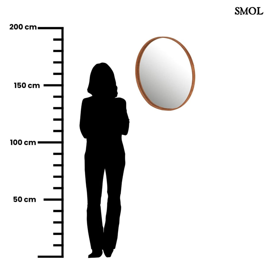 Falitükör - kerek, bőr kerettel, 60,5 cm | MIRROR - smol.hu - méretarányosan