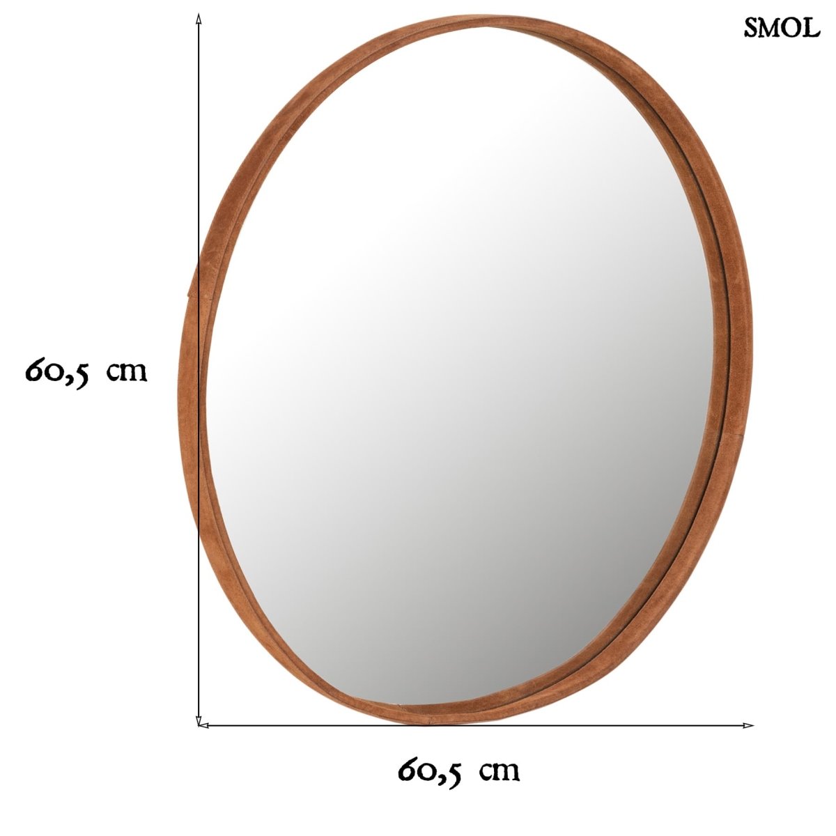 Falitükör - kerek, bőr kerettel, 60,5 cm | MIRROR - smol.hu - méretekkel