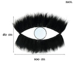 Falitükör fekete fűből, ovális formában, természetes anyagból készült, méretekkel