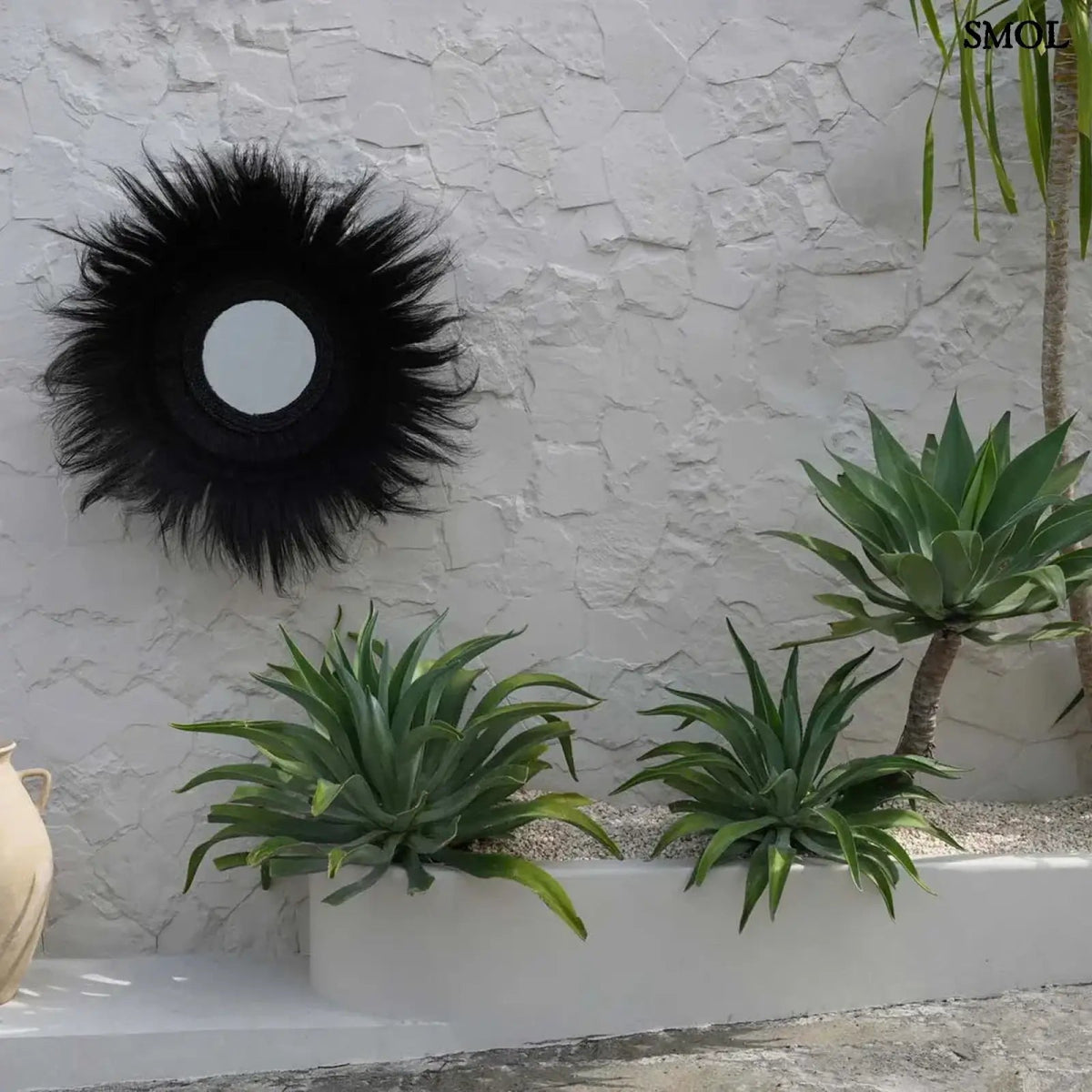 Fekete Tengerifű Falitükör - 90 cm | SUNKEN FOREST - SMOL